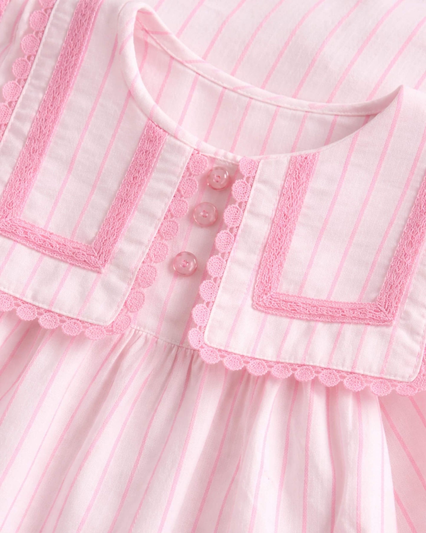 Girls Pink Striped Cotton Dress | Elegant Premium Kidswear by Canticle Lifestyle