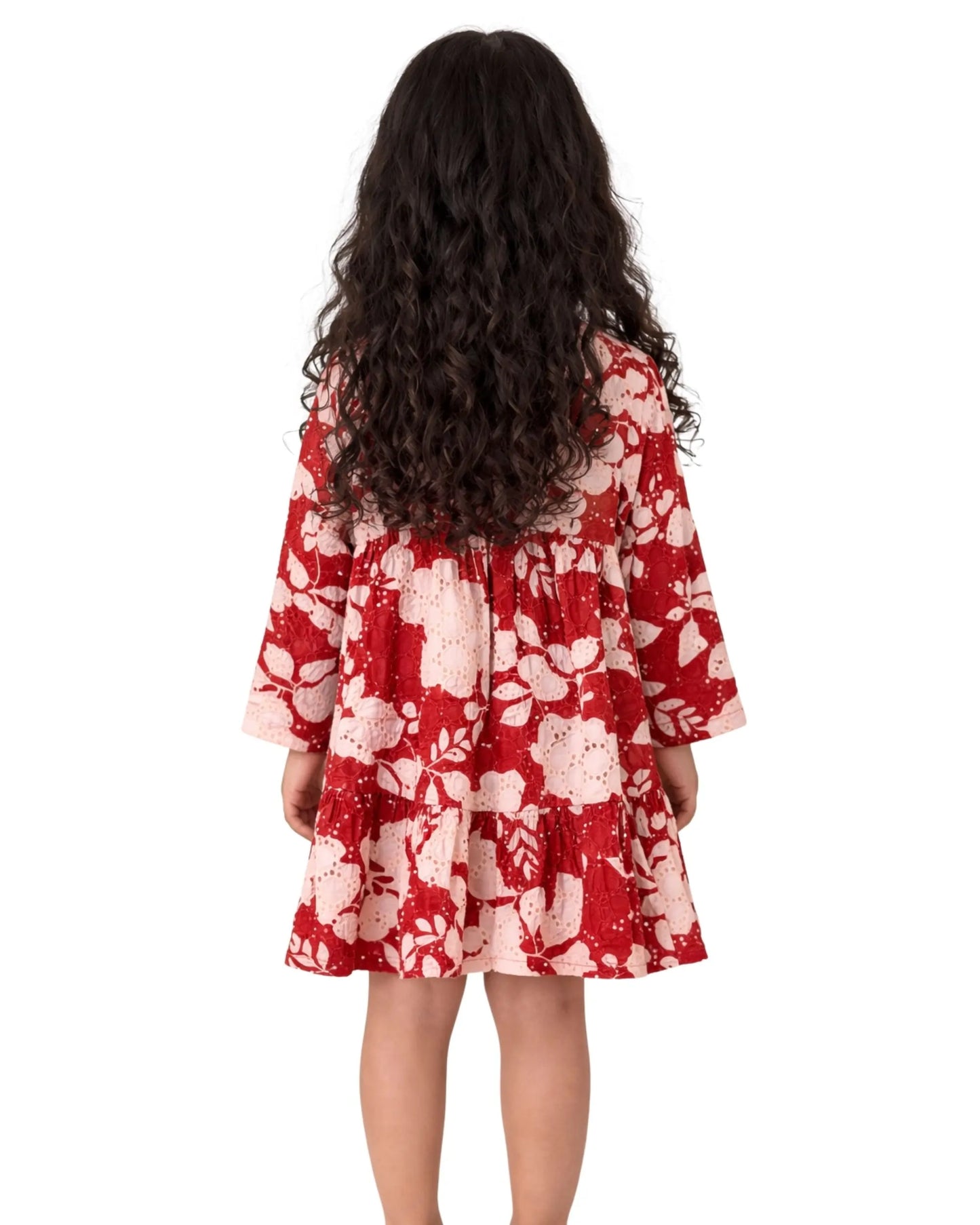 Girls Red Floral Printed Cotton Dress | Premium Kidswear by Canticle Lifestyle