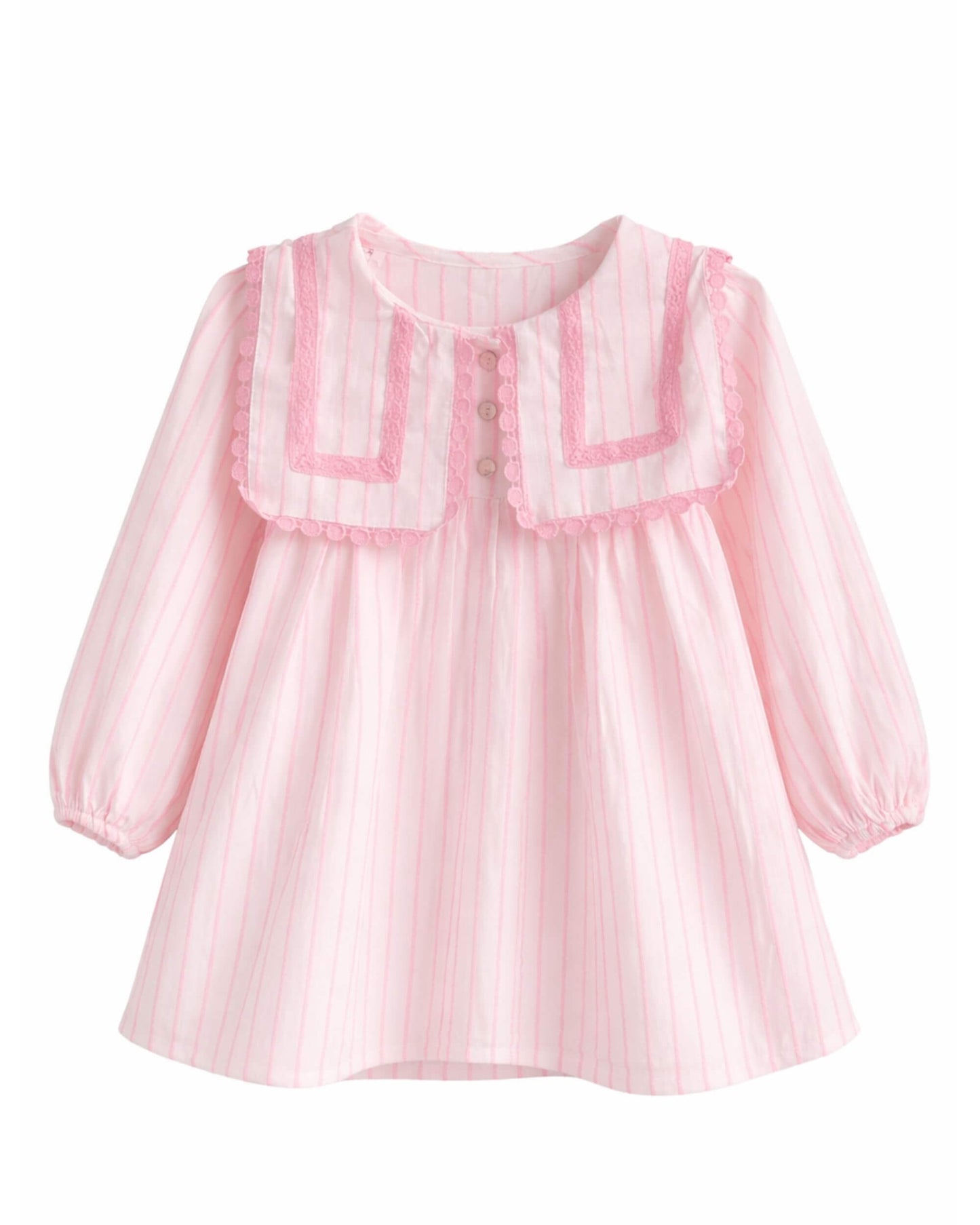Girls Pink Striped Cotton Dress | Elegant Premium Kidswear by Canticle Lifestyle
